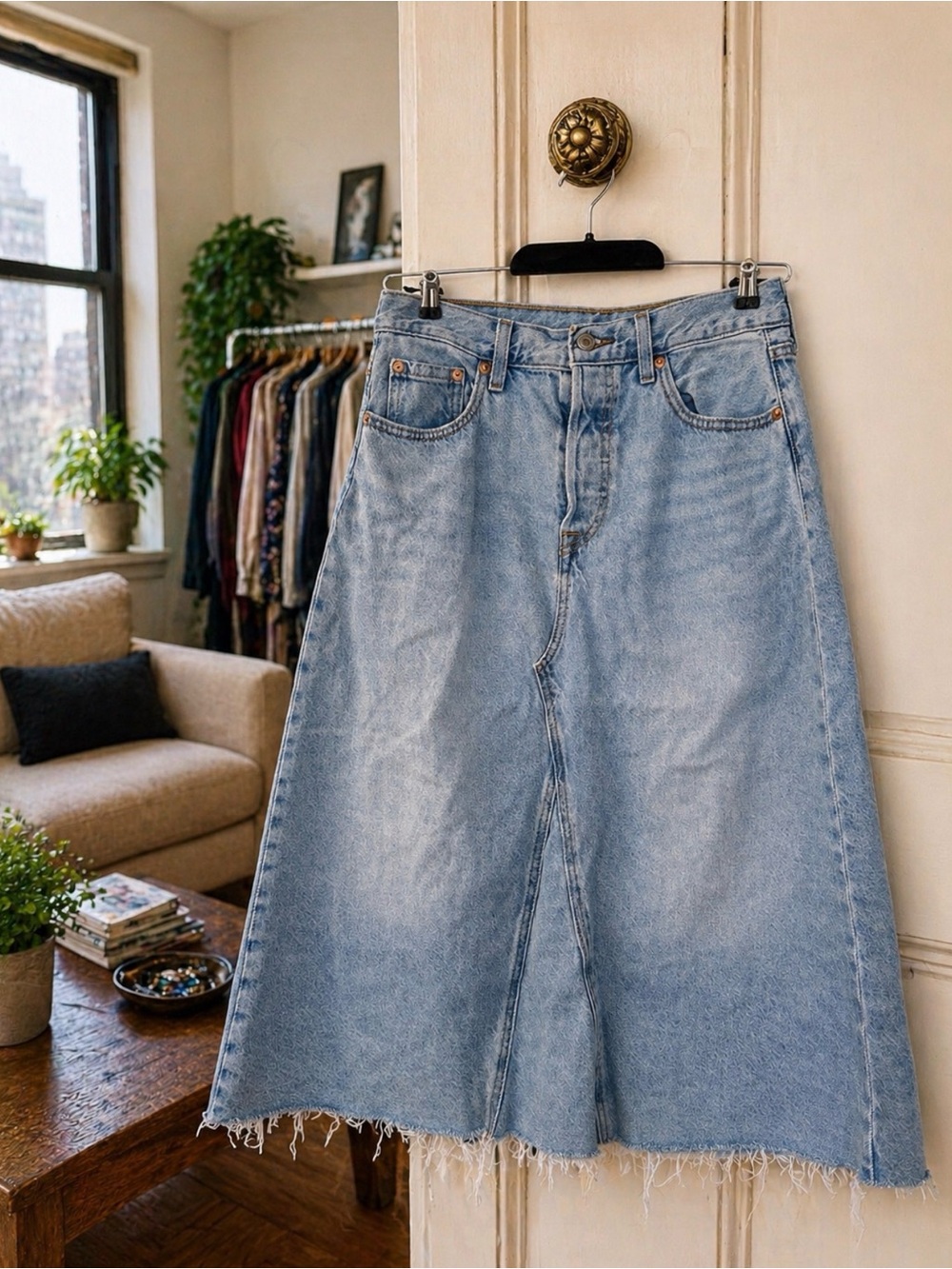 Levi’s Light Wash Denim Maxi Skirt | A-Line Vintage Style | Size M